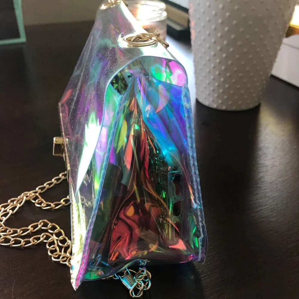 Holographic Crossbody Bag with Gold Chain - Picture 6 of 11
